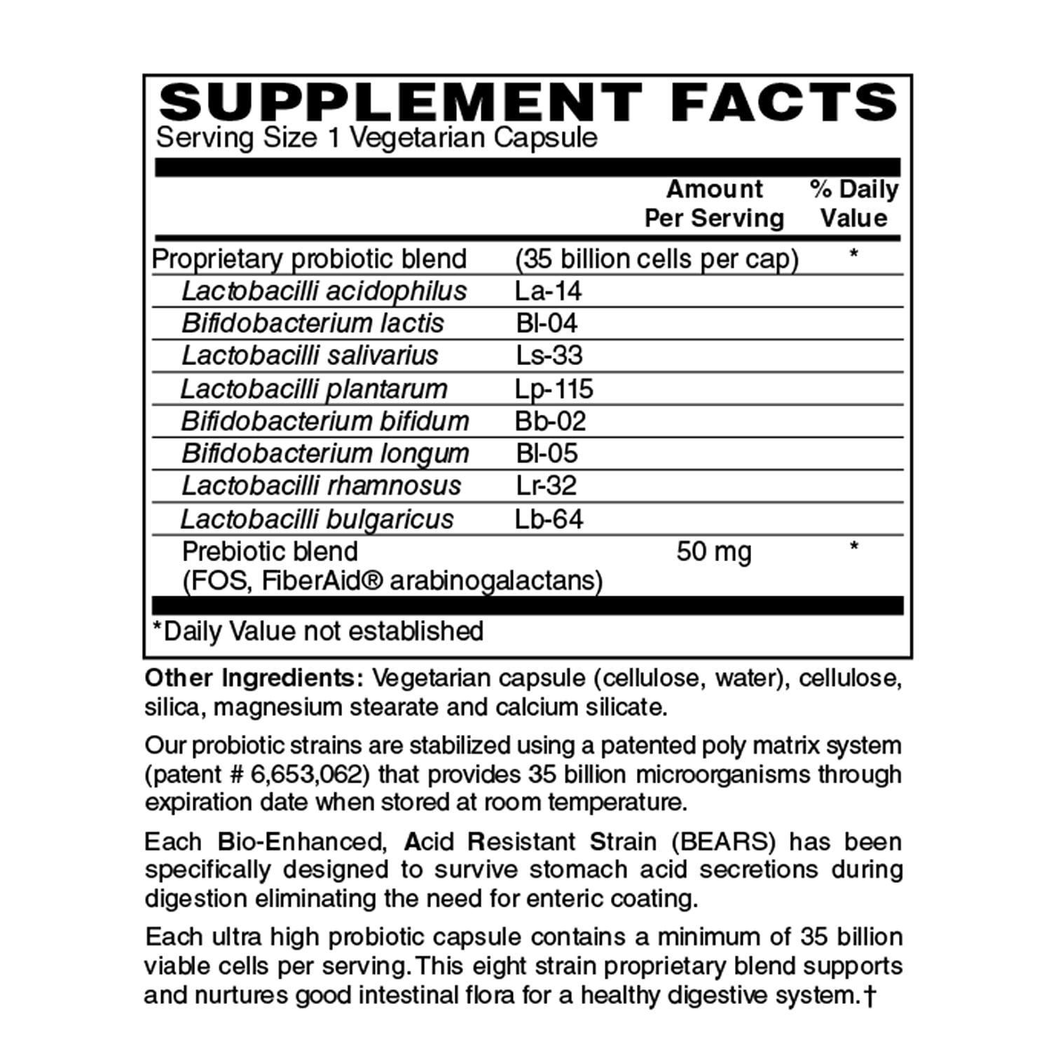 Holly Hill Health Foods, 35 Billion ProBiotic, 60 Vegetarian Capsules