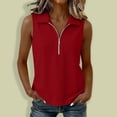 thumbnail image 5 of Tennis Tops for Women Women Half Zip Ribbed Sleeveless Tank Tops Dressy Casual Sporty Daily Vests Blouse Red M, 5 of 6