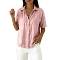 thumbnail image 2 of Polo Collar T Shirts for Women Half Sleeve Solid Color Single Shirts Loose Fit Casual Tops Red XXL, 2 of 6