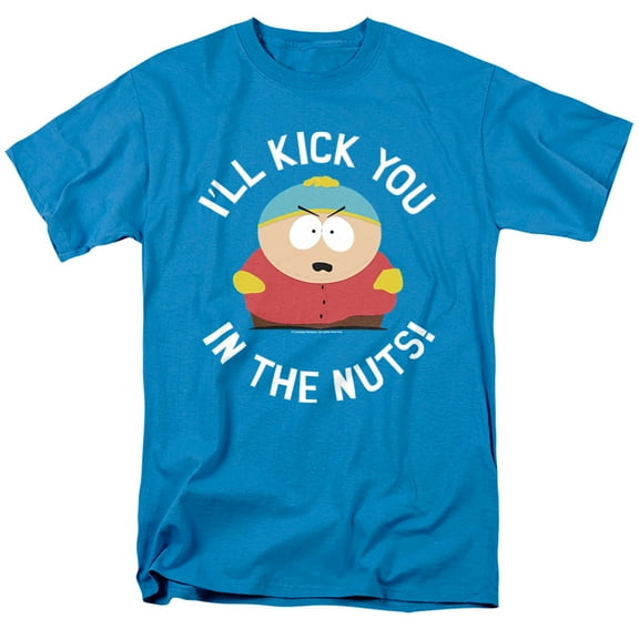 South Park Kick You in The Nuts Unisex Adult T-Shirt, Turquoise, Small