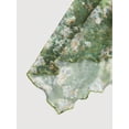 thumbnail image 4 of Green Vintage Floral Print Asymmetrical Hem Ruched Waist Flowy Skirt For Women, 4 of 4