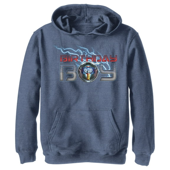 Boy's Marvel Thor Mech Suit Icon Birthday  Pull Over Hoodie Navy Blue Heather Large