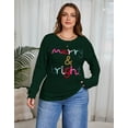 thumbnail image 5 of Drvitor Christmas Sweaters for Women Plus Size Crew Neck Sequin Letters Sweater Holliday Merry Pullover Sweater, Sizes XL-5XL, 5 of 10