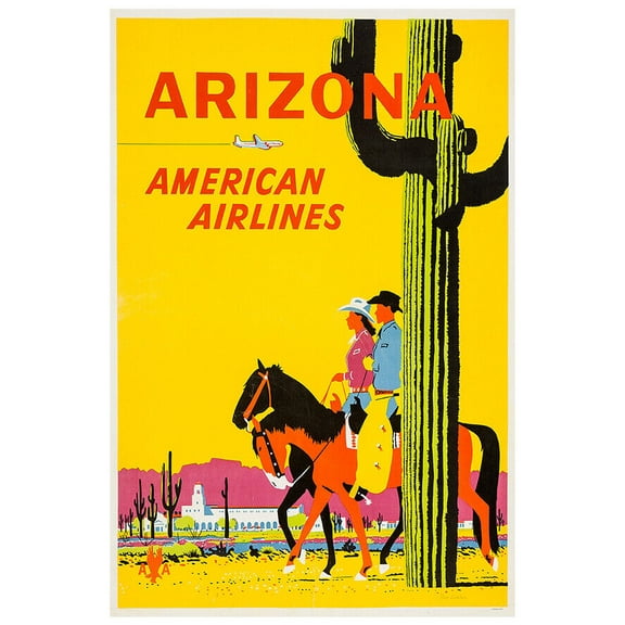 American Airlines - Arizona - Vintage Airline Travel Poster (8x12Inches-US/CANOnly)