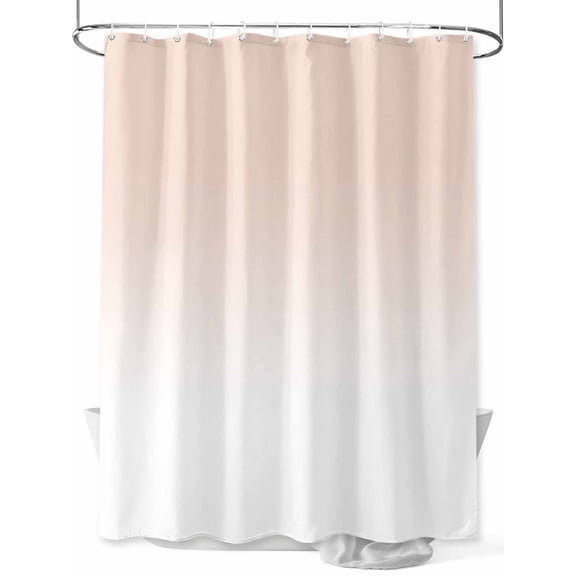 Dreamy Peach Shower Curtain, Pink and White Gradient Waterproof Shower Curtain Set with 12 Hooks Lightweight Washable Fabric Shower Curtains for Bathroom 72x72 Inches