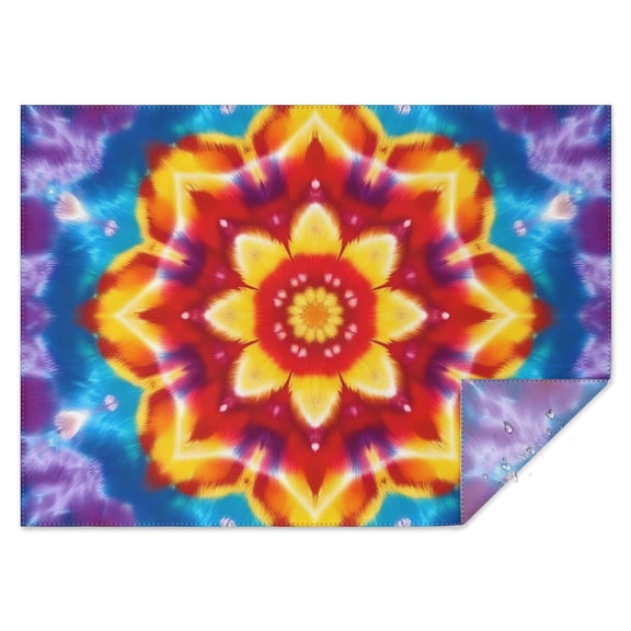 Rainbow Tie Dye Mandala Pattern Rectangle Tablecloth 60"x84",Waterproof Polyester Rectangle Table Cloth, Wipeable Spillproof Polyester Tablecloth for Dining, Camping, Indoor and Outdoor