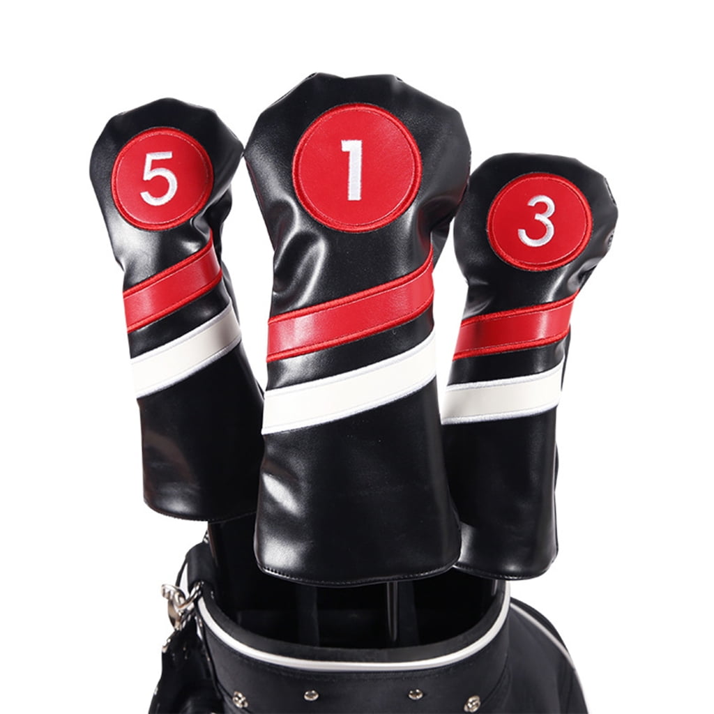 AOOOWER 3pcs/set Golf Head Covers for Driver & Fairway-Woods & Hybrid Golf Headcovers Set with Long Neck