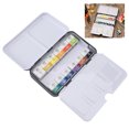 thumbnail image 3 of 12 Colors Watercolor Paint, Solid Watercolor Painting Tool Storage Box Watercolor Board Brush Sponge Set Watercolor Block Bright Color for Outdoor Sketching Interior Painting Nail, 3 of 7