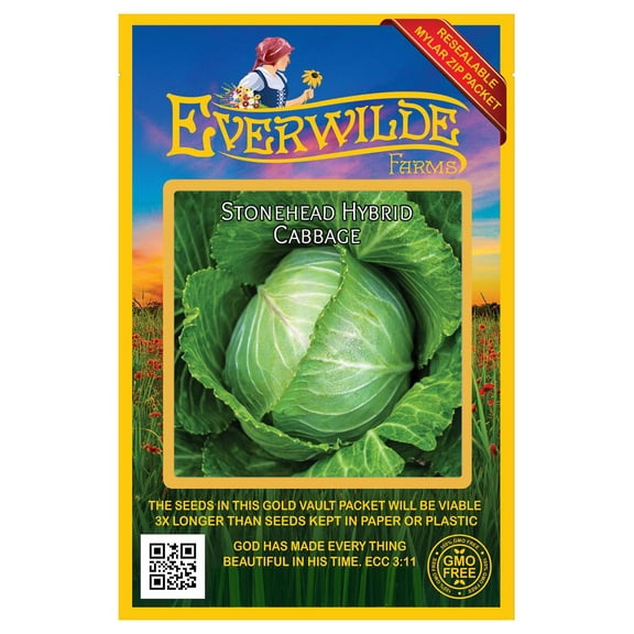 Everwilde Farms - 50 Stonehead Hybrid Cabbage Seeds - Gold Vault Seed Packet