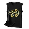 thumbnail image 4 of Wycnly Womens Tank Tops Summer Sunflower Graphics Round Neck Sleeveless T Shirts Fashion MAMA Letter Print Loose Breathable Vest Blouses Black xl Clearance Under $5, 4 of 5