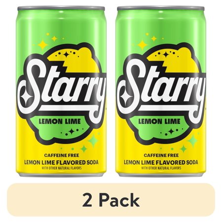 (2 pack) Starry Lemon Lime Soda Pop, 7.5 fl oz, 6 Pack Mini Cans