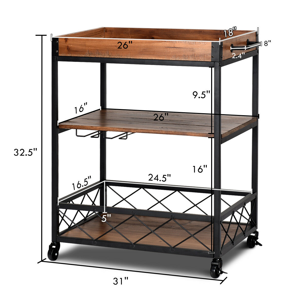 SoBuy SVW07-SCH Chariot de Bar Desserte /à roulettes Chariot de Service Cuisine Commode Roulant avec Plateau Repas Amovible