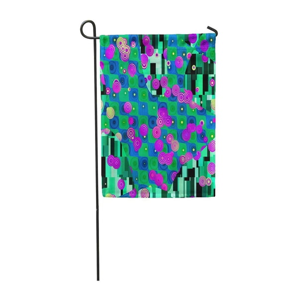 SIDONKU Blue Abstractionism Abstract Pattern in Gustav Klimt Style Green Annulus Artist Garden Flag Decorative Flag House Banner 12x18 inch