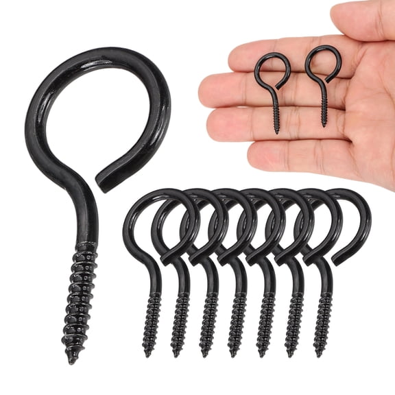 8 Pack Screw Eyes, M3x40mm  304 Stainless Steel Heavy Duty Eye Bolts Screw, Black