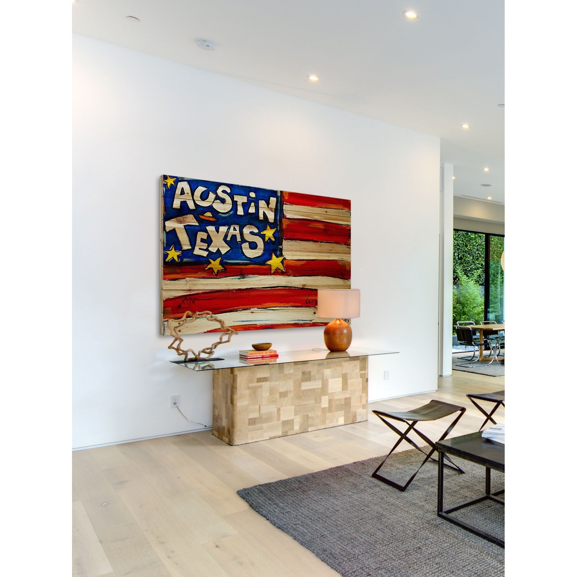 Marmont Hill "Austin Flag" by Tori Campisi Painting Print on Natural Pine Wood