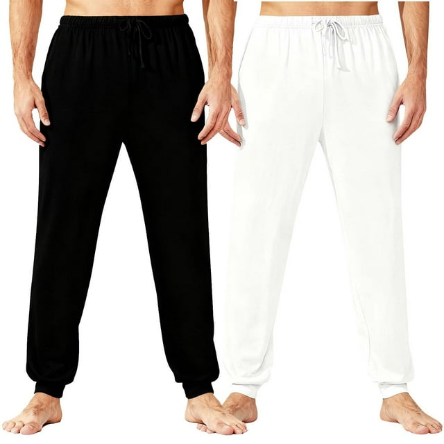 Sentmoon Athletic Pants for Men Casual Pants for Men Men's Fashion Base Solid Color Pocket with Drawstring Casual Comfy Jogger Sleep Lightweight Pajama Pants for Everyday Wear and Comfortable