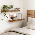 thumbnail image 3 of Wood Floating Shelves for Wall, 22" Long Wall Mounted Shelves for Living Room, Bedroom, Bathroom and Kitchen, Wall Shelves for Storage, Books, Room Decor (Rustic Brown, Set of 2), 3 of 14