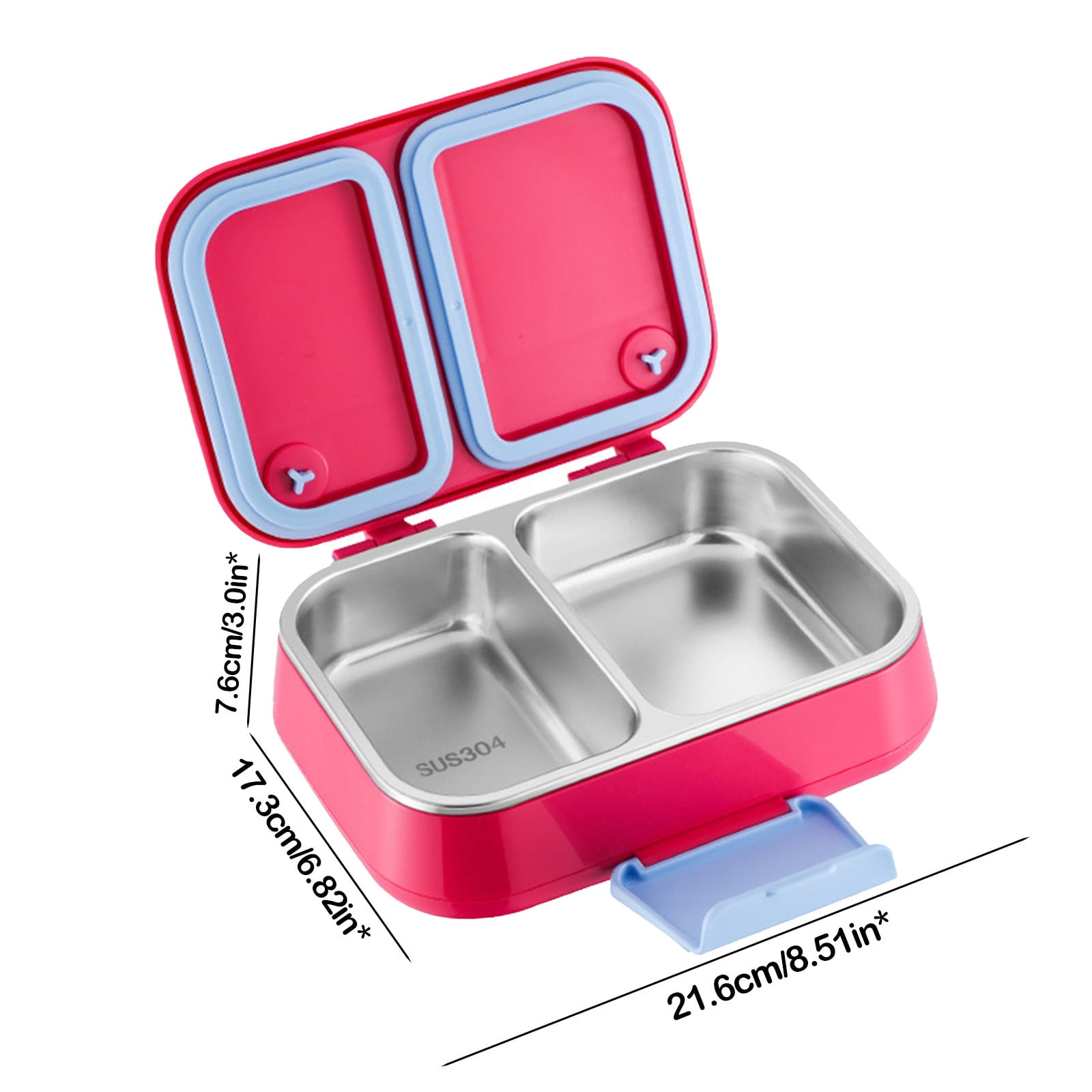 Insulated Stainless Steel Lunch Box for Adults, 2 Compartment Bento Box with Clear Lid, Microwave Safe, Hot & Cold Food Container for Office Work & Sch-ool
