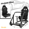 Marada Racing Simulator Cockpit: Steering Sim Set with Black Seat Wheel ...