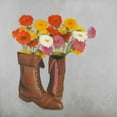 thumbnail image 2 of Atelier B Art Studio 20x20 Gold Ornate Wood Framed with Double Matting Museum Art Print Titled - Leather Boots with Daisy Flowers, 2 of 4