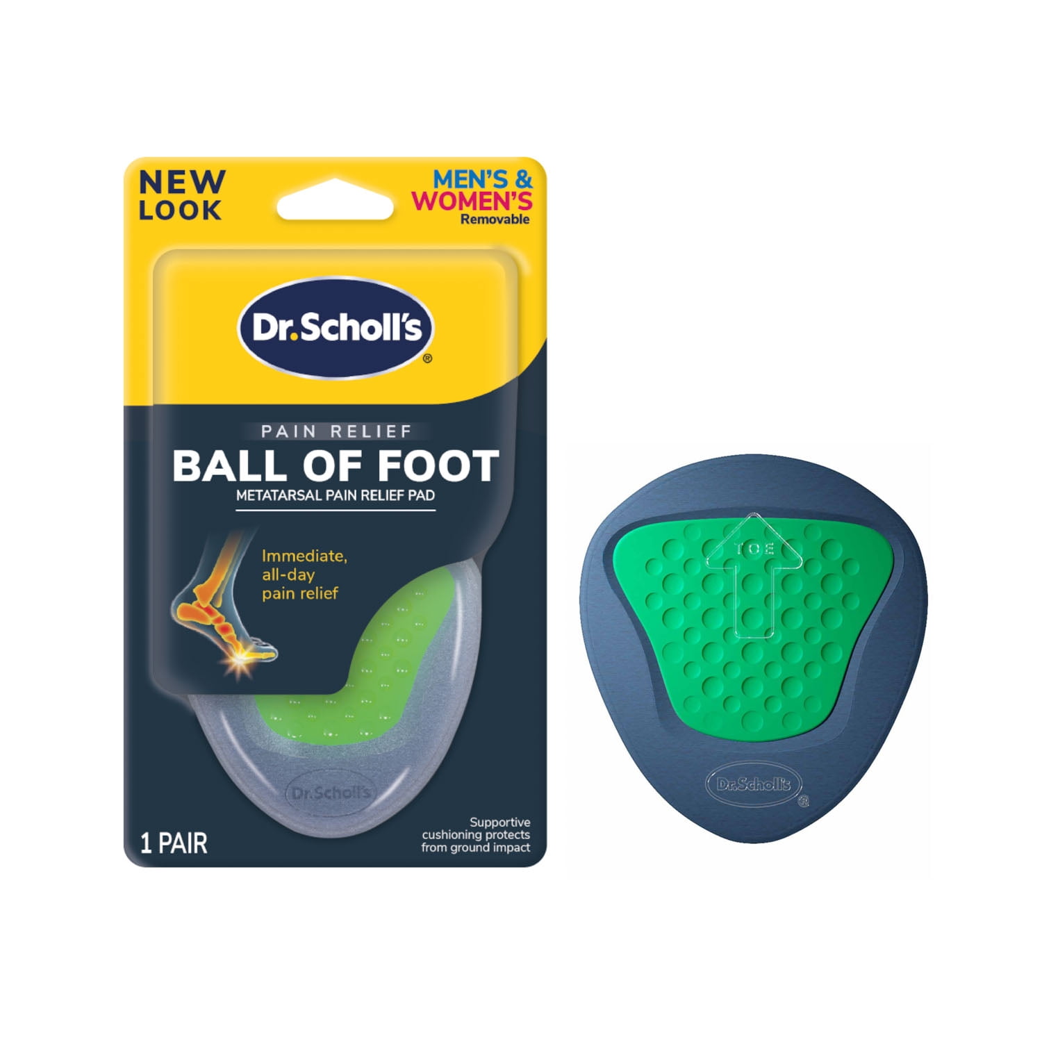 (3 pack) Dr. Scholl's Ball of Foot Metatarsal Pain Relief Pad for Men and Women, 1 Pair
