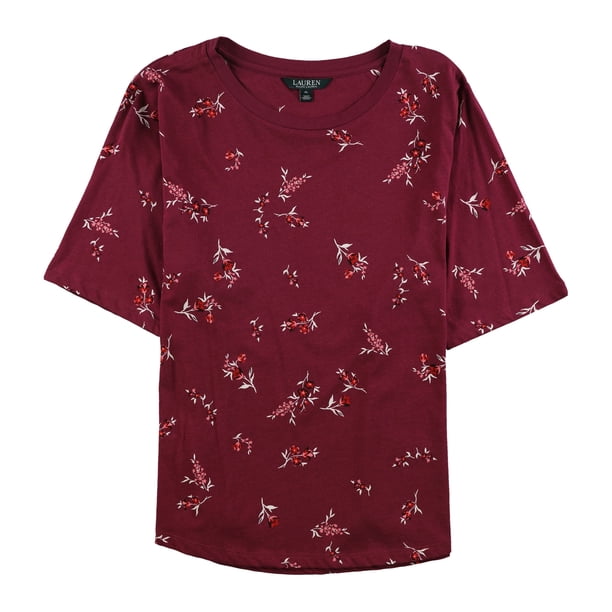Camiseta básica floral Ralph Lauren para mujer morado mediana