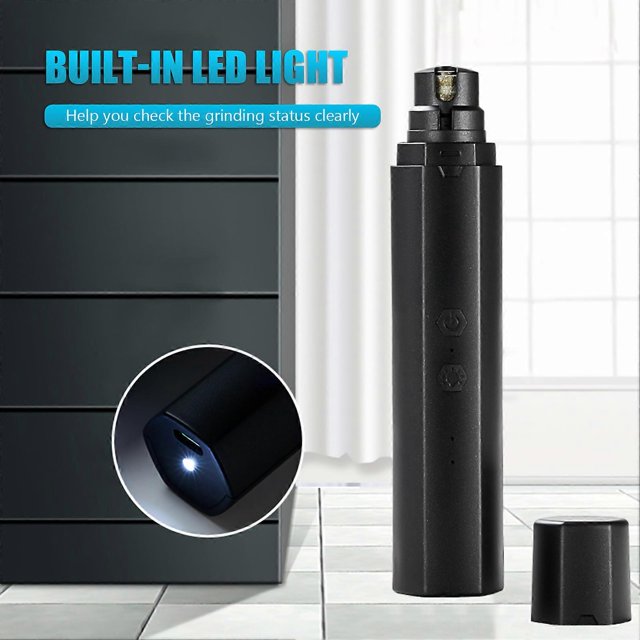 Portable Pet Nail Grinder Electric Pet Nail Trimmer 2-Speed Low Noise Safe Grinding with LED Light Nail Polisher for Large Medium Small Dogs & Cats