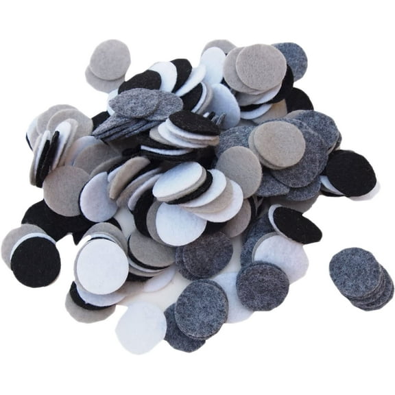 Playfully Ever After Black, Charcoal, Gray & White Craft Felt Circles (5 Inch - 15pc)