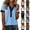 #01 Blue, variant on Trendy Baggy Tops for Women Waffle Knit Polo Shirt Denim Patchwork Short Sleeve Soft Fabric Weekend Outing Blouses,L,#01 Black