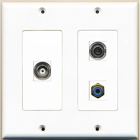 RiteAV - 1 Port RCA Blue 1 Port 3.5mm 1 Port BNC - 2 Gang Wall Plate