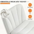 thumbnail image 5 of FelixKing Criss Cross Chair with Wheels, Cross Legged Office Chair, Armless Wide Vanity Desk Chair with 2 Layer Comfty Velvet & Back - Swivel for Home Office Bedroom, Velvet Pearl White, 5 of 9