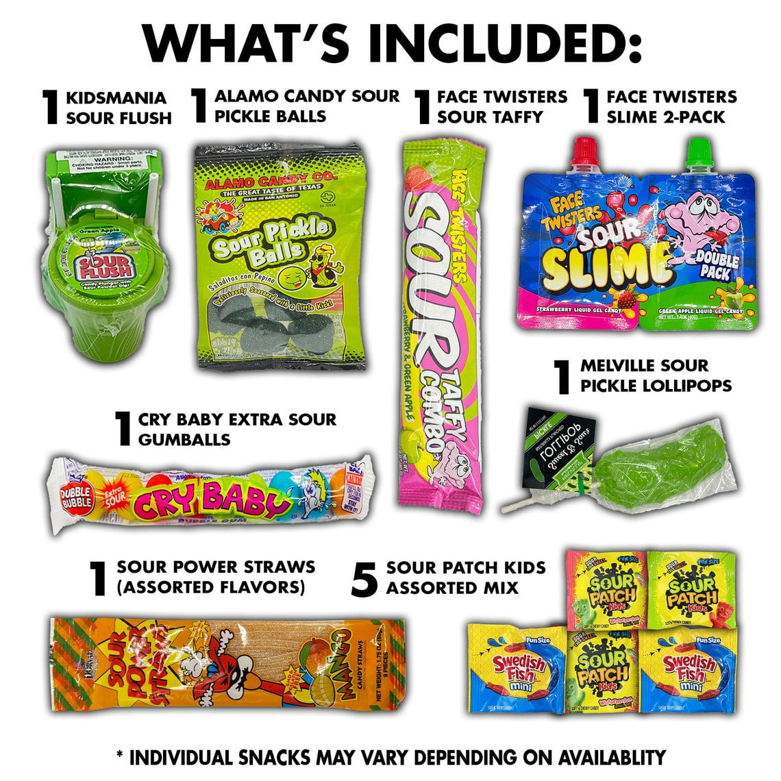 Fun Flavors Box Unique Sour Candy Variety Pack (70 Count) Gift for Candy Lovers
