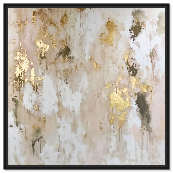 Golden Glimmer Gesture II Canvas Neutral Wall Art by Art Remedy, Black Frame, 12 x 12