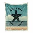 thumbnail image 1 of Starfish Soft Flannel Fleece Blanket, Retro Make a Wish upon a Starfish Inspirational Words on the Beach Grunge Artwork, Cozy Plush for Indoor and Outdoor Use, 70" x 90", Multicolor, by Ambesonne, 1 of 6