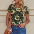 thumbnail image 6 of Pofeuu Sunflowers Print Short Sleeve Body Suits Women Round Neck Bodysuits for Women Onesie Adult Set Body Suit-Medium, 6 of 7
