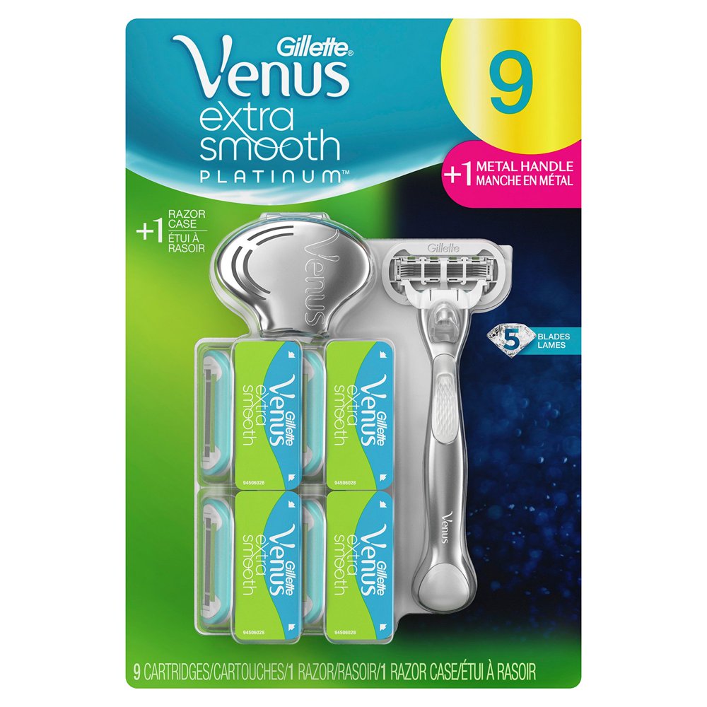 Venus Extra Smooth Platinum Razor, Handle + 9 Blade Refills + Razor