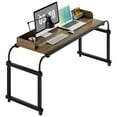 thumbnail image 6 of Anvazise 47.24" Over Bed Table Overbed Table with 360 Degree Wheels, Mobile Bed Desk with Baffle, Cup Holder, Length Height Adjustable Standing Workstation Table (Black), 6 of 13