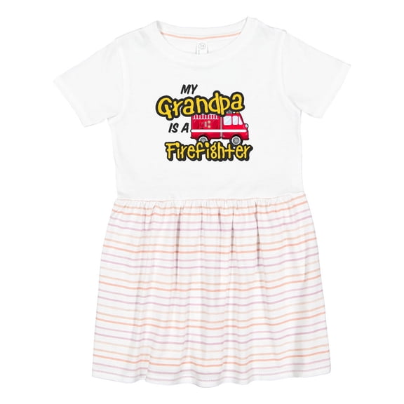 Inktastic My Grandpa is a Firefighter with Fire Truck Girls Toddler Dress