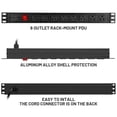 thumbnail image 2 of BTU Power Strip Protector contra sobretensiones PDU para montaje en rack, 8 salidas en ángulo recto, tira de alimentación montable de amplio espacio, resistente para racks de servidores, comercial, 30, 2 of 5