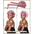 thumbnail image 2 of Satin Bonnet for Sleeping, Double Layer Hair Bonnet with Elastic Tie Band, Soft Night Cap for Curly and Straight Hair(Bean Paste + Pink), 2 of 6