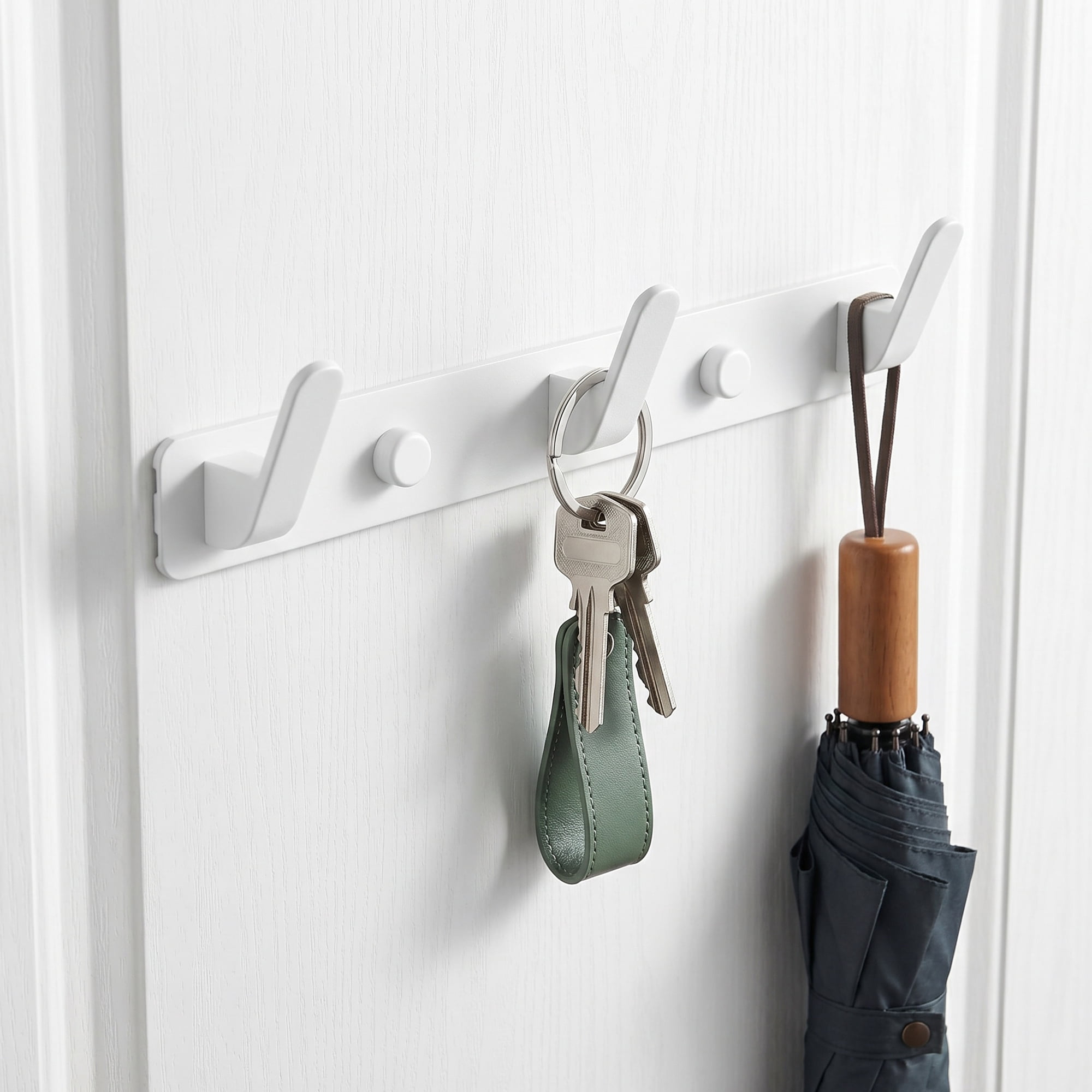 Unique Bargains Coat Rack Wall Mount for Entryway Bathroom Bedroom White 3 Hooks