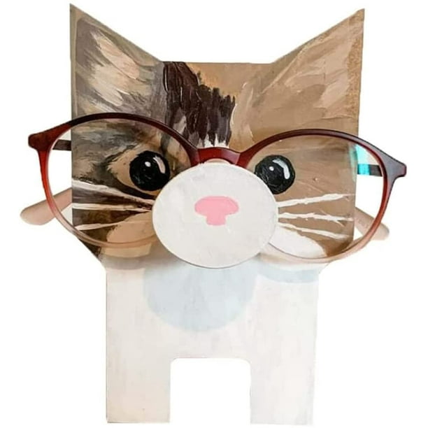 Wooden Animal Glasses Stand Holder - Cute Desk Organizer For Eyeglasses, Phone & Pens, Decorative Shelf
