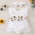 thumbnail image 5 of RMGVDSD Baby Girl Romper Dress Summer Ruffle Sleeveless Floral Tulle Dresses Infant Newborn Bodysuit Flower Girl Dress With Headband Set 0-3 Months, 5 of 5