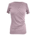 thumbnail image 4 of Short Sleeve Shirts for Women V-Neck Solid Color Y2K Loose Basic Tops Casual Summer Spring Tee, 4 of 5