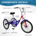 thumbnail image 3 of 20" Folding Tricycle for Adults Seniors with Big Basket, 7 Speed Low-Step Through Frame 3 Wheel Bikes Suitable for Women, Men for Cycling, Shopping, Exercise, Support up to 450 LBS, 3 of 9