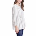 thumbnail image 3 of Fever Womens 3/4 Sleeve Blouse,Tan/Ivory Trick,M, 3 of 4