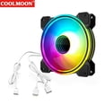 thumbnail image 1 of COOLMOON 12cm Silent 4Pin PWM 5V 3Pin ARGB Aura Sync PC Case Ventilador de refrigeración Negro, 1 of 7