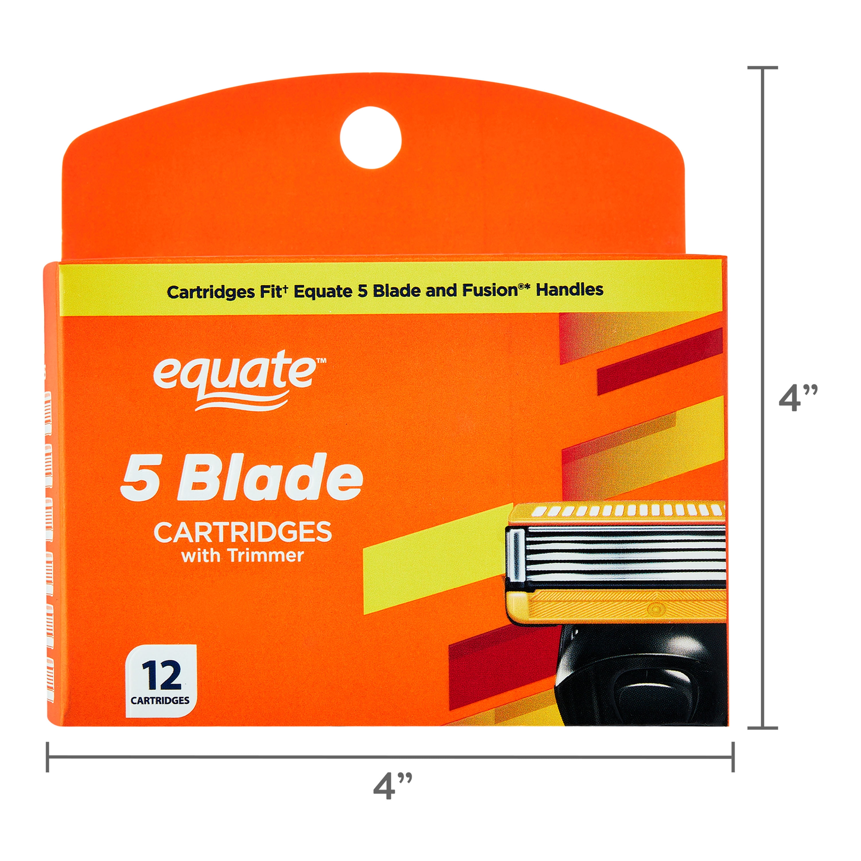 Equate Men's 5-Blade Cartridge Refills with Trimmer for Equate 5-Blade and Fusion Handles, 12 Count