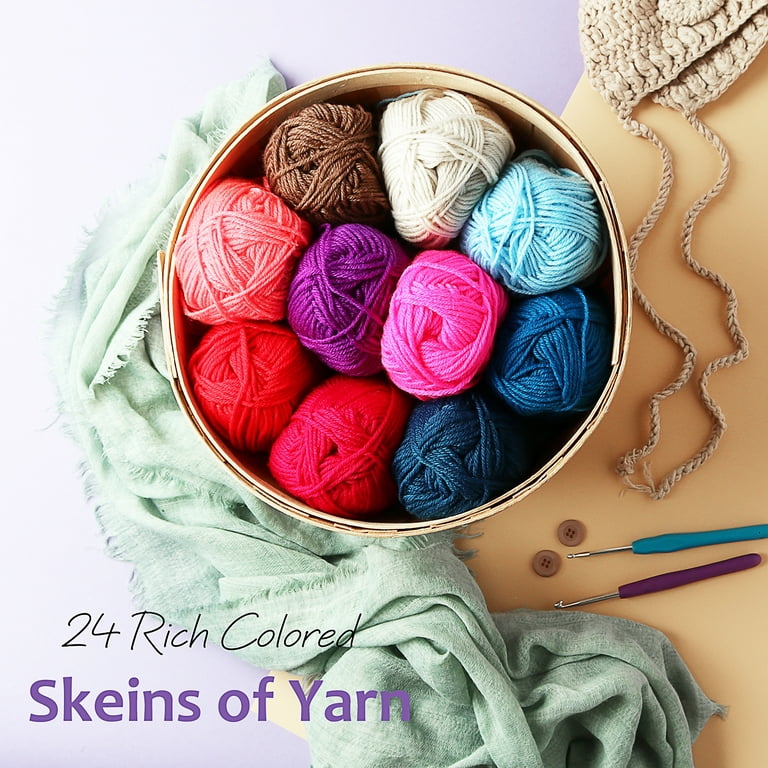 Craftbud (24pc) Crochet Yarn, Multi-Colored Acrylic Hand Knitting Yarn for Crochet, 2400 Yards, Size: 24 Pack Yarn