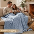 thumbnail image 4 of EMONIA Soft Throws for Sofa, Twin Size Cozy Checkered Blanket Gifts for Women Men, Warm Fleece Throw Blanket for Couch Bed, Home Decor Blankets and Throws, Slate Blue, 60x80 Inches, 4 of 13